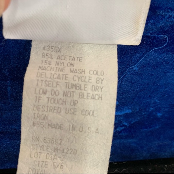 Avon Fashions Sleeveless Blue Velvet Dress w/ Matching Bolero Jacket Size 6 - Picture 10 of 15